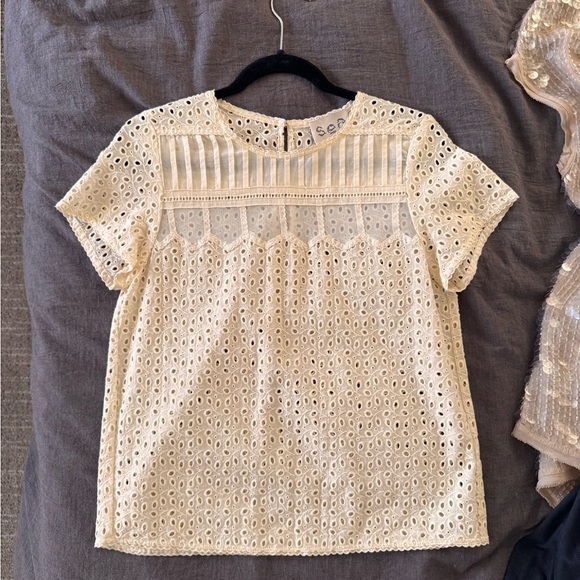 Sea New York Tops - Sea New York Cream Eyelet Blouse